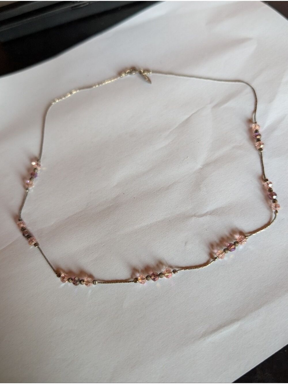 Magnolia Sterling Silver 925 Liquid Chain Necklace Pink Crystal Beads